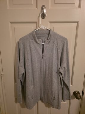 V-Sport By Venezia Light Gray Full-Zip Sweater Jacket